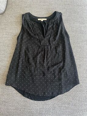 LOFT Black Sleeveless Polka Dot Camisole